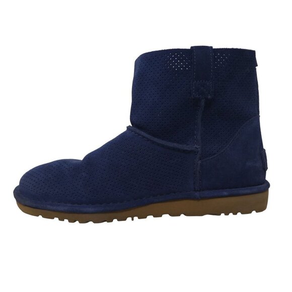 UGG Blue Suede Unlined Classic Mini Perf Boots Womens 9 - Picture 3 of 12